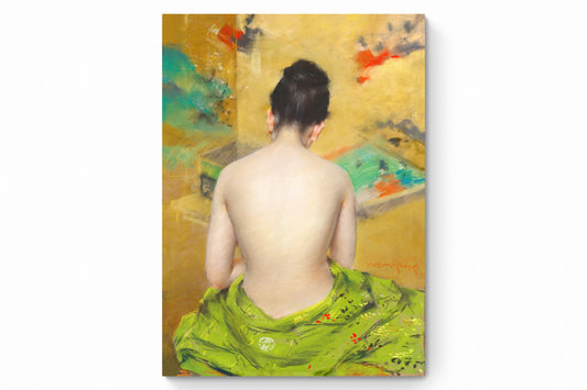 Recarga horizontal Larga Switch in Art impressa Pintura " Desnudo con chal verde "