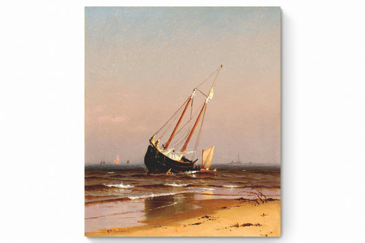 Recarga horizontal Larga Switch in Art impressa Pintura "Barco en la costa"