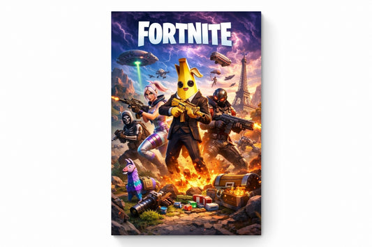Recarga vertical Larga Switch in Art impressa Videojuegos"Fortnite: La victoria comienza aquí"