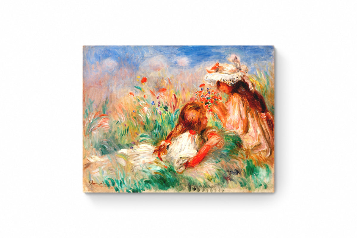 Recarga horizontal Larga Switch in Art impressa Pierre-Auguste Renoir "Dos niñas en un prado"