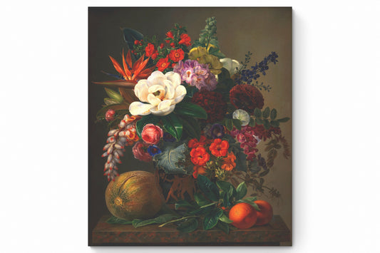 Recarga vertical Larga Switch in Art impressa Pintura "Naturaleza muerta con flores y frutas"