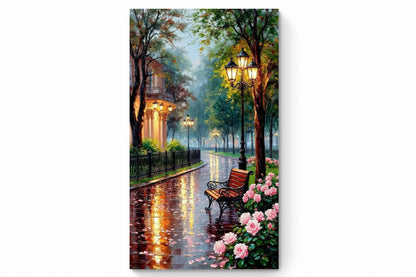 Recarga vertical Estrecha Switch in Art impressa paisaje"Paseo bajo la Lluvia de Luz"