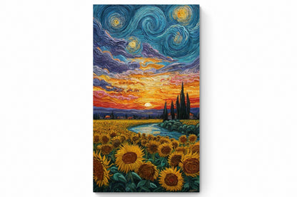 Recarga vertical Estrecha Switch in Art impressa paisaje"Atardecer de Girasoles Eternos"