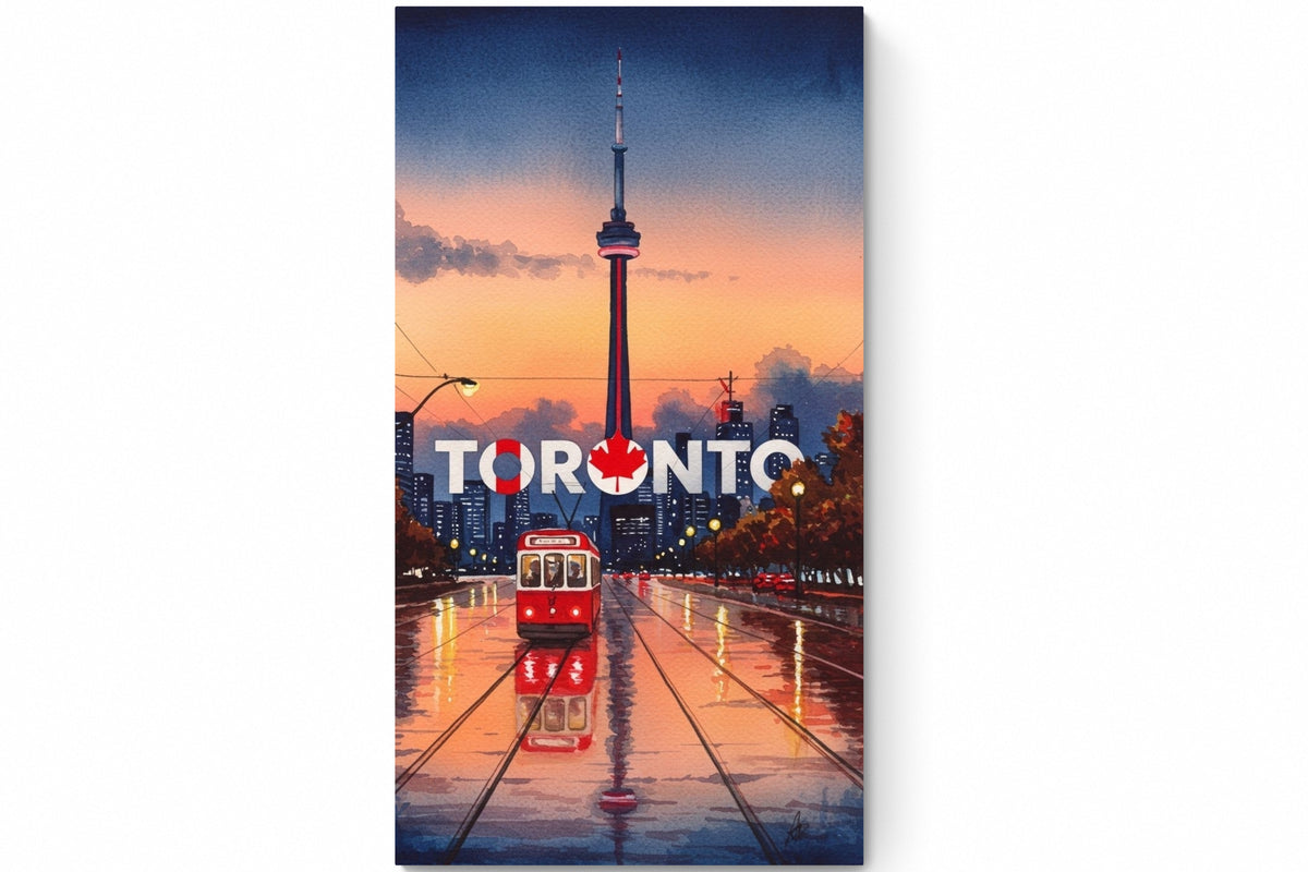 Recarga vertical Estrecha Switch in Art impressa Ciudad "Atardecer en Toronto"