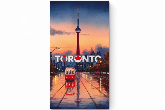 Recarga vertical Estrecha Switch in Art impressa Ciudad "Atardecer en Toronto"