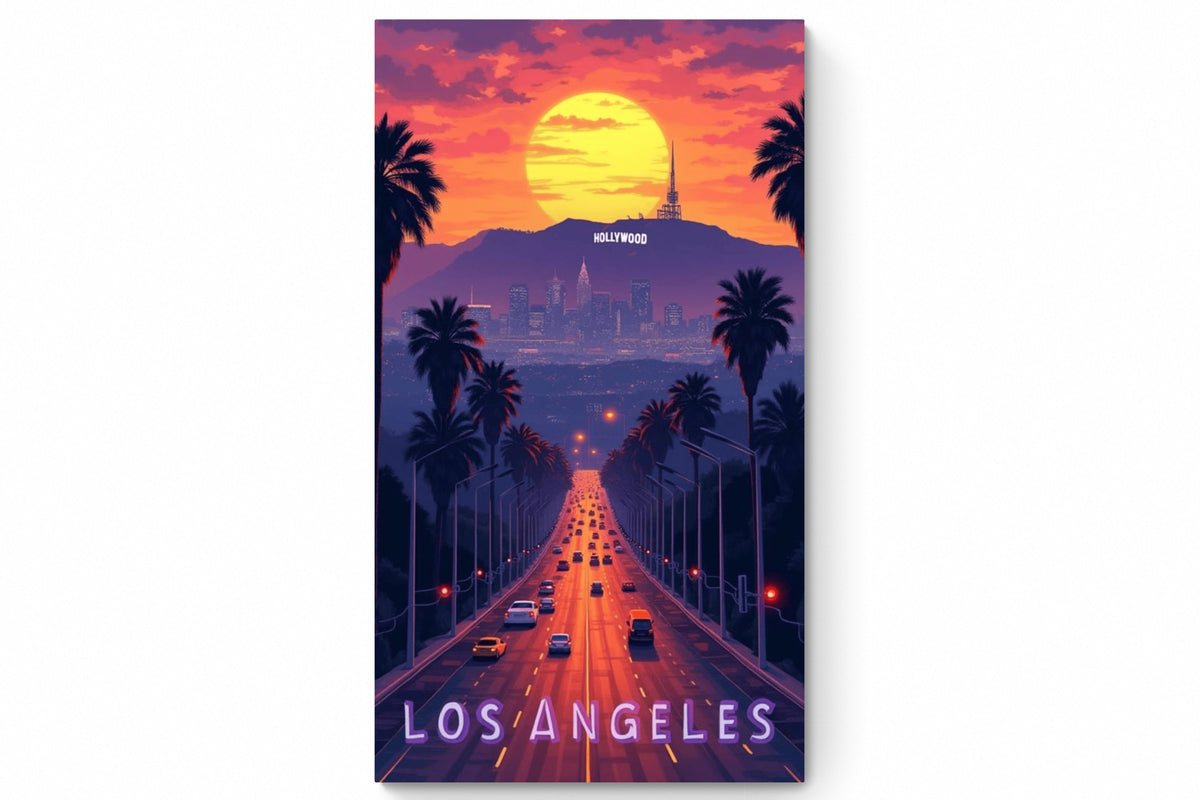 Recarga vertical Estrecha Switch in Art impressa Ciudad "Atardecer en Los Ángeles"