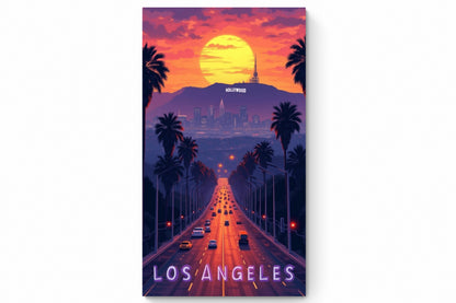 Recarga vertical Estrecha Switch in Art impressa Ciudad "Atardecer en Los Ángeles"