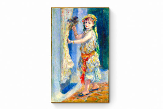 Recarga vertical Larga Switch in Art impressa Pierre-Auguste Renoir "La niña con el pájaro"