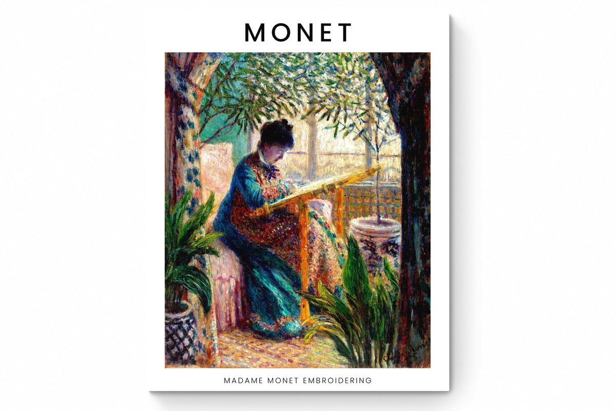 Recarga vertical Larga Switch in Art impressa Print de Galería "Madame Monet bordando"