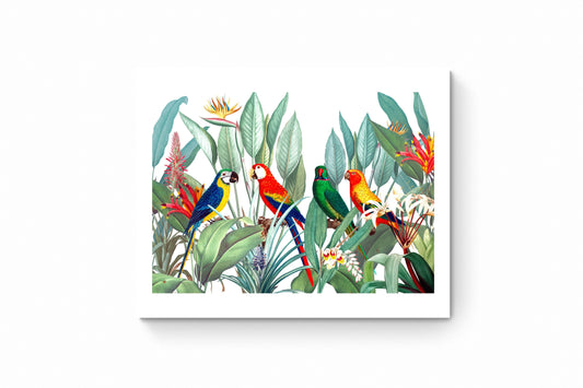 Recarga horizontal Larga Switch in Art impressa Print de Galería "Loros y plantas tropicales vintage"