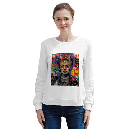 Playera gruesa de algodón de manga larga para mujer DTG