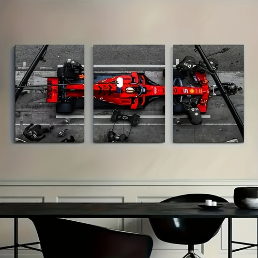 3 lienzos de pared estilo Art Déco de coches de carreras, estampado de carreras moderno sin marco, orientación de retrato para interiores, decoración para el hogar, dormitorio, sala de estar, oficina