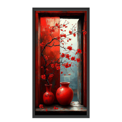 Recarga vertical Estrecha Switch in Art impressa Flora "Ventana de Cerezos Escarlata"