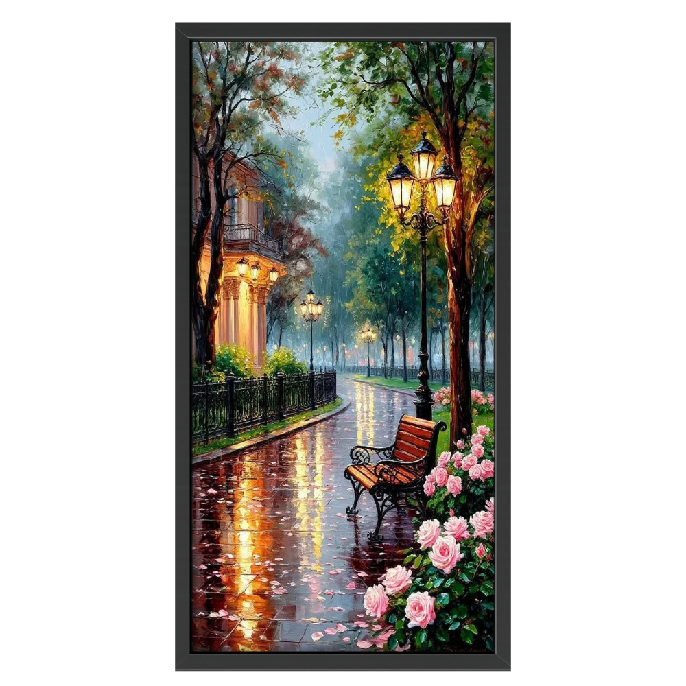 Recarga vertical Estrecha Switch in Art impressa paisaje"Paseo bajo la Lluvia de Luz"