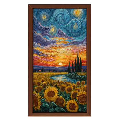 Recarga vertical Estrecha Switch in Art impressa paisaje"Atardecer de Girasoles Eternos"
