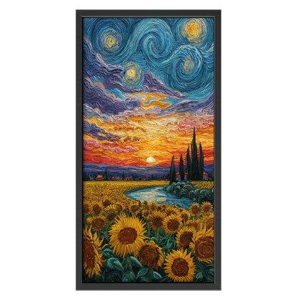 Recarga vertical Estrecha Switch in Art impressa paisaje"Atardecer de Girasoles Eternos"