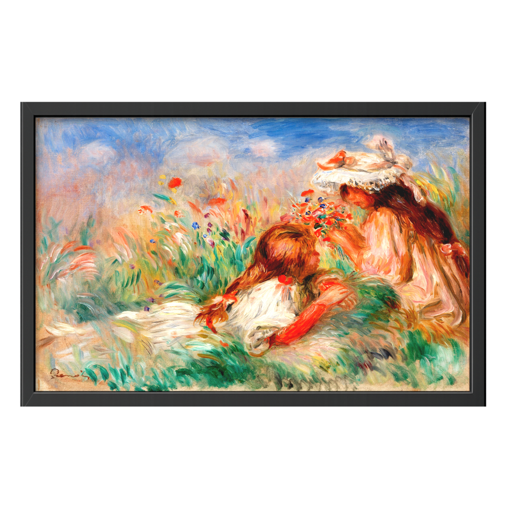 Recarga horizontal Larga Switch in Art impressa Pierre-Auguste Renoir "Dos niñas en un prado"