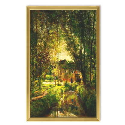 Recarga vertical Larga Switch in Art impressa Pintura "Paisaje con arroyo y cabaña"