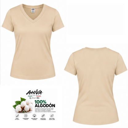 Playera AHÍVA Cuello en V para Dama · 100% Algodón