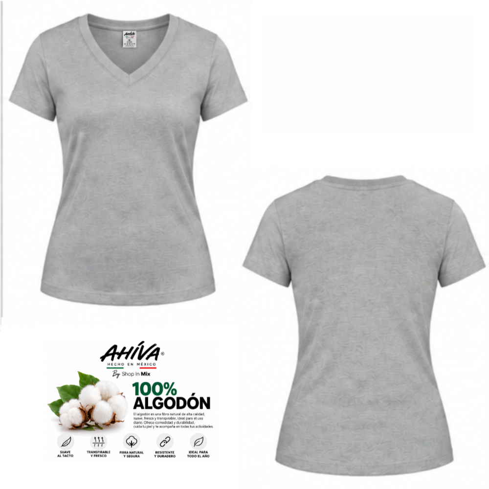 Playera AHÍVA Cuello en V para Dama · 100% Algodón