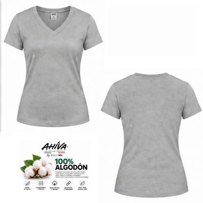 Playera AHÍVA Cuello en V para Dama · 100% Algodón
