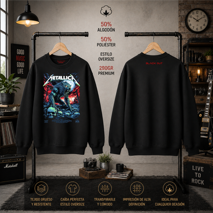 Sudadera BLACK OUT – Metallica Wolf | Oversize 290 g Premium